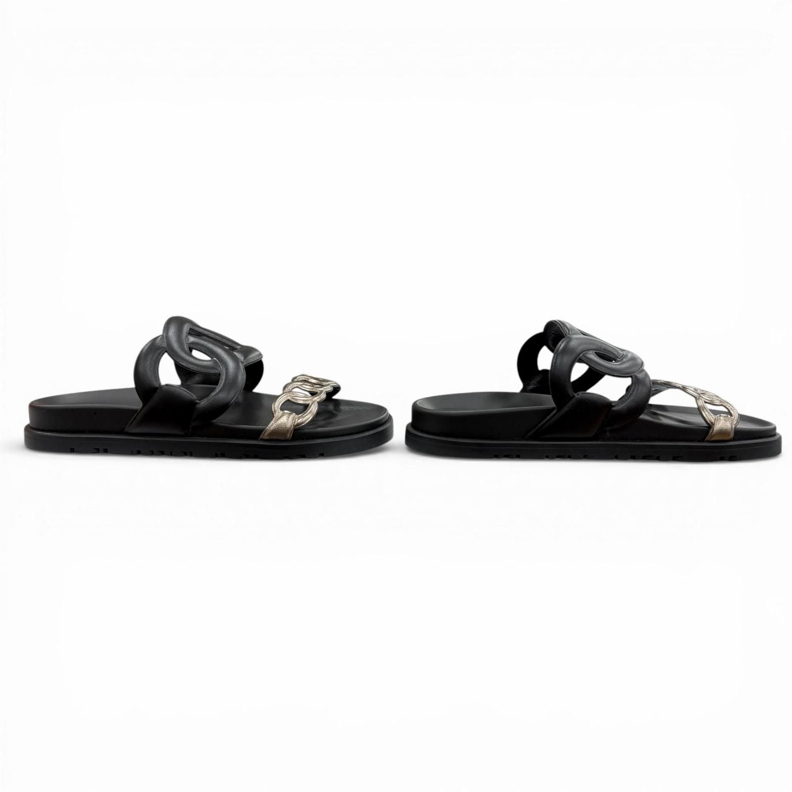 Hermes Extra Chaine D'ancre Rubber Sandals Black — view 4