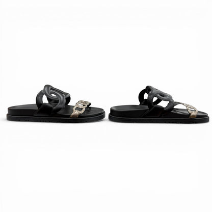 Hermes Extra Chaine D'ancre Rubber Sandals Black — view 4