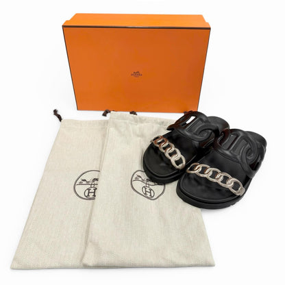 Hermes Extra Chaine D'ancre Rubber Sandals Black — view 2