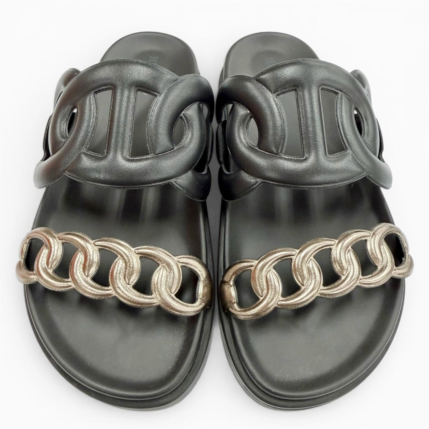 Hermes Extra Chaine D'ancre Rubber Sandals Black — view 7
