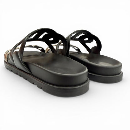 Hermes Extra Chaine D'ancre Rubber Sandals Black — view 6