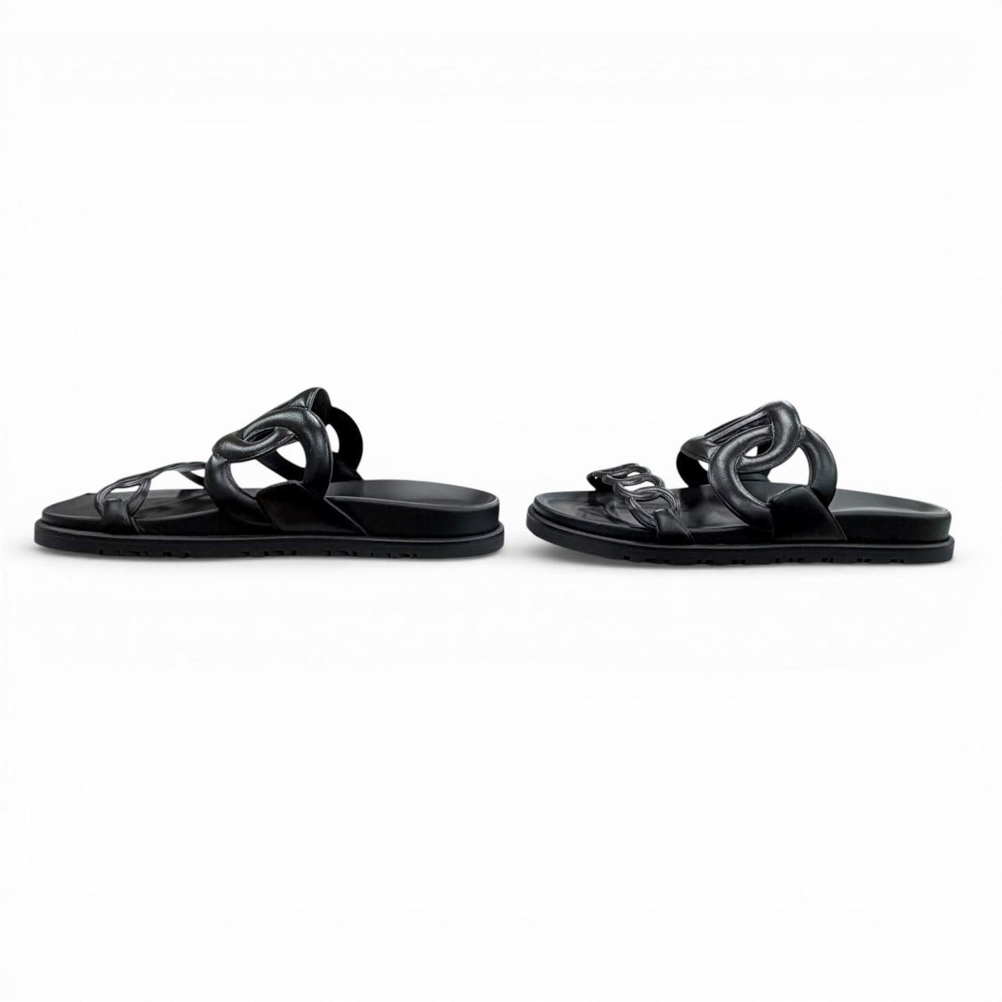 Hermes Extra Chaine D'ancre Rubber Sandals Black — view 3