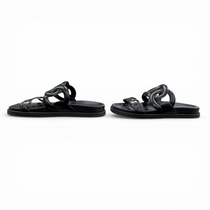 Hermes Extra Chaine D'ancre Rubber Sandals Black — view 3