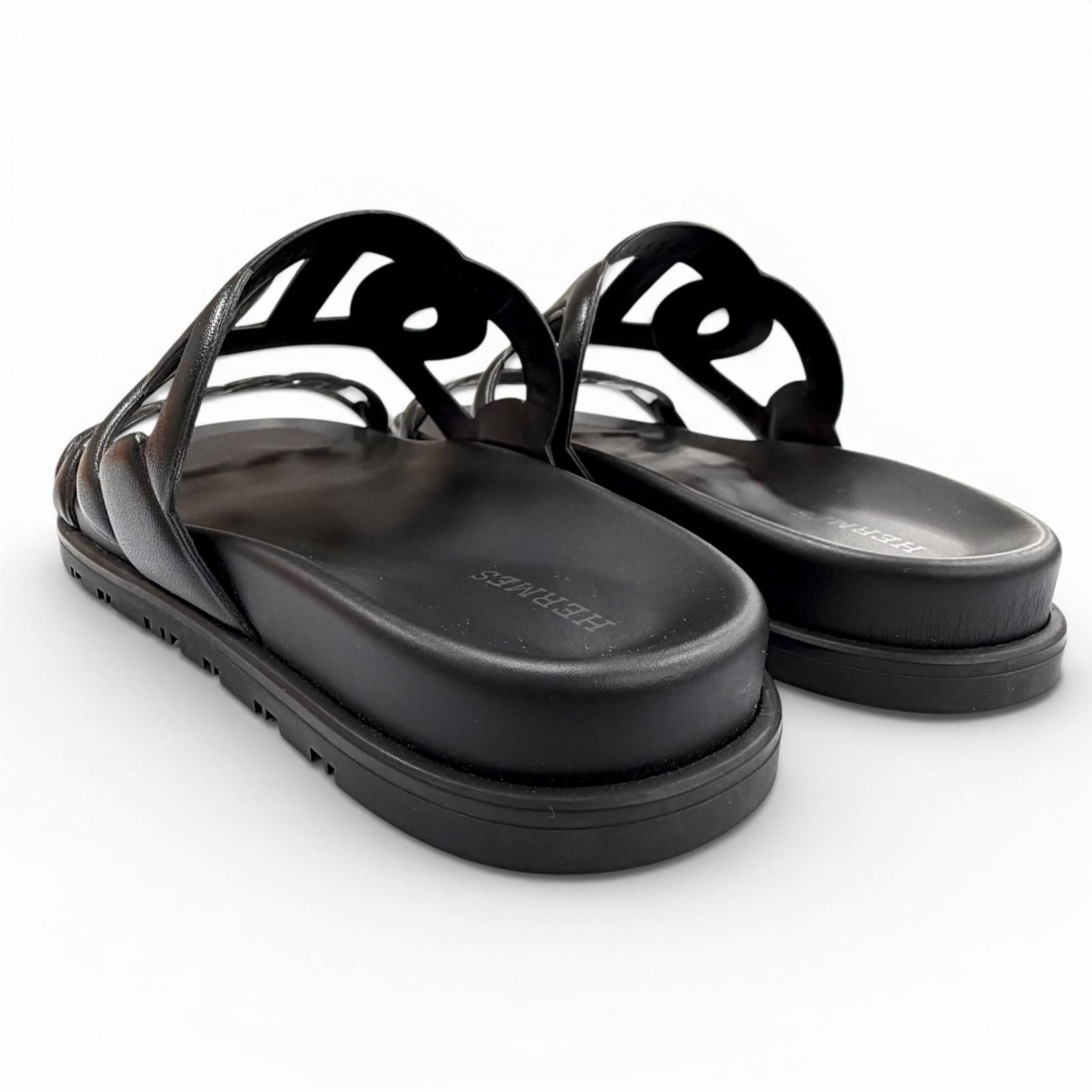 Hermes Extra Chaine D'ancre Rubber Sandals Black — view 6