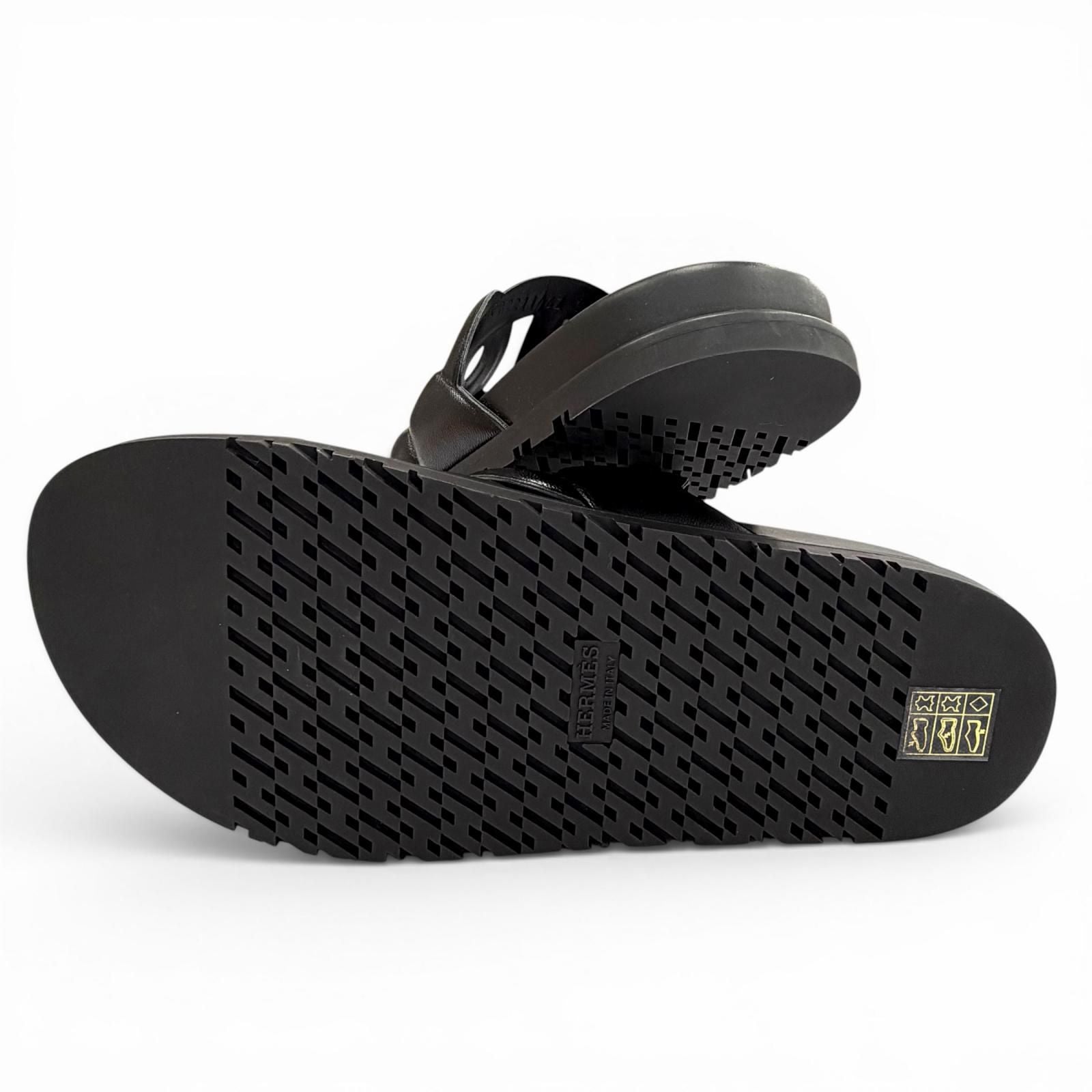 Hermes Extra Chaine D'ancre Rubber Sandals Black — view 8