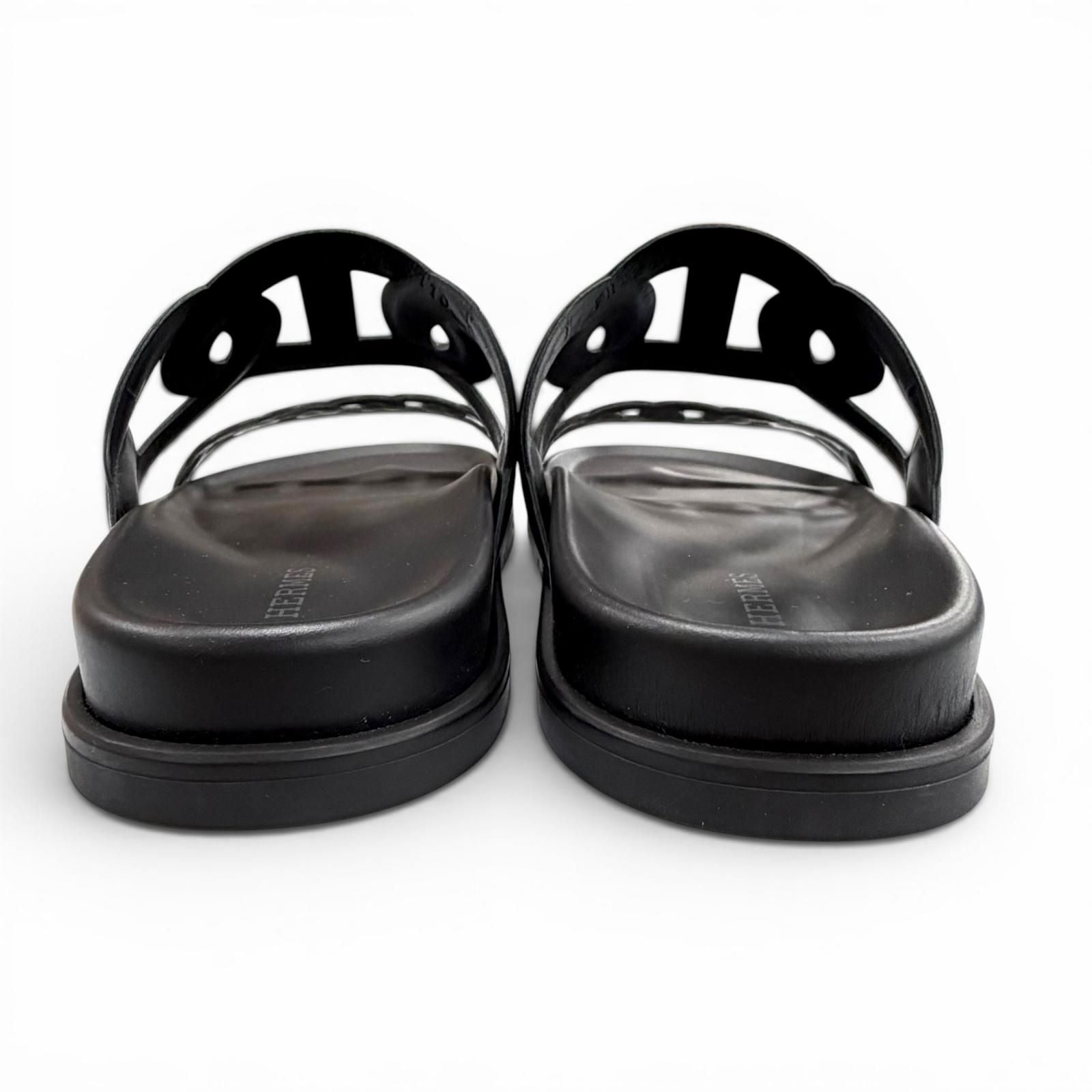 Hermes Extra Chaine D'ancre Rubber Sandals Black — view 5