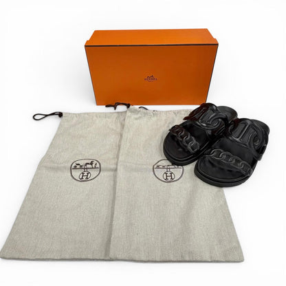 Hermes Extra Chaine D'ancre Rubber Sandals Black — view 2
