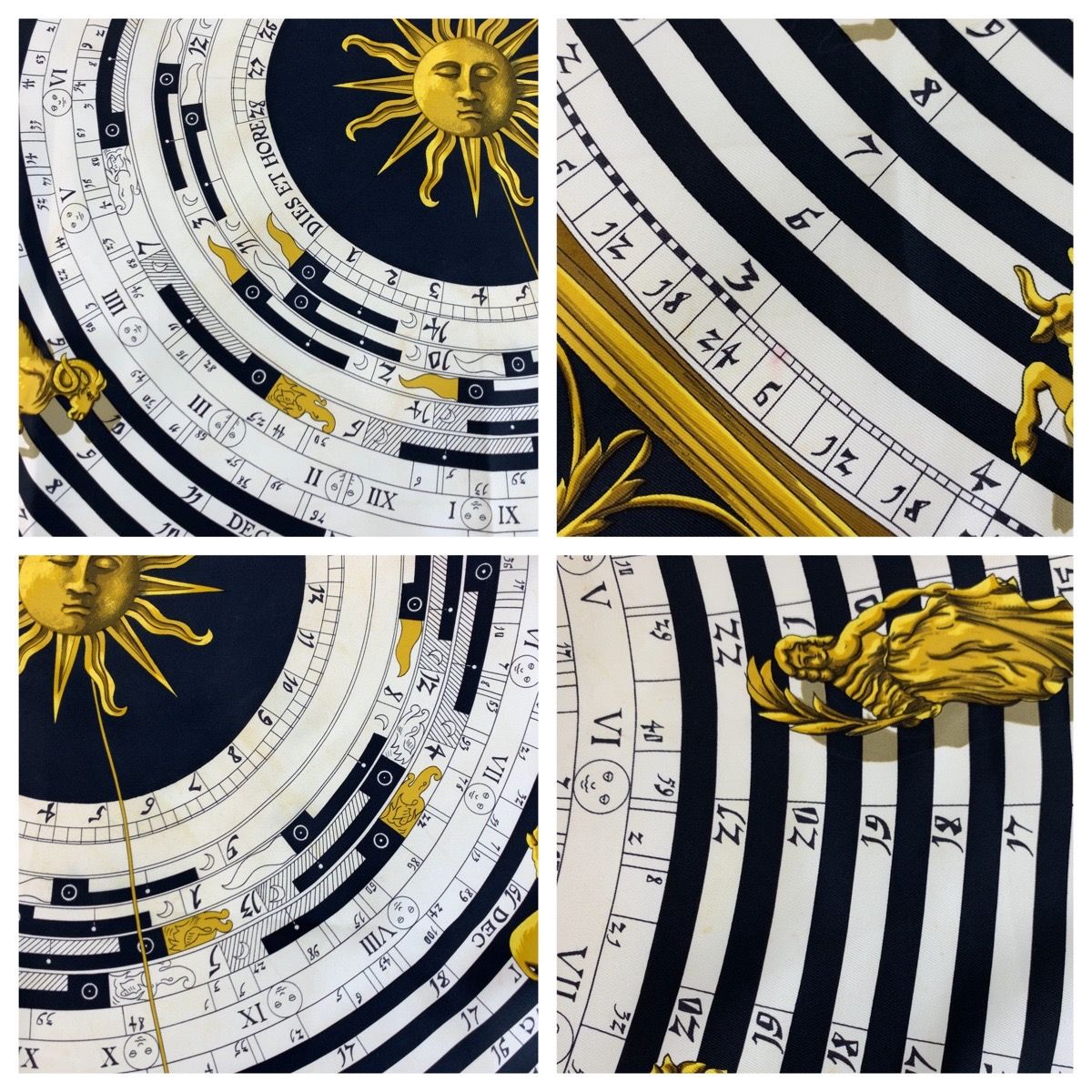 Hermes Dies ET Hore Carre 90 Black Multicolor Silk Scarf — view 6