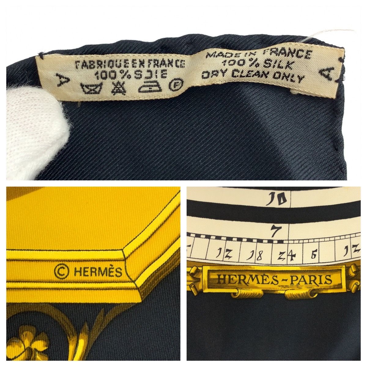 Hermes Dies ET Hore Carre 90 Black Multicolor Silk Scarf — view 3