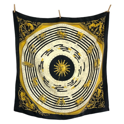 Hermes Dies ET Hore Carre 90 Black Multicolor Silk Scarf — view 2