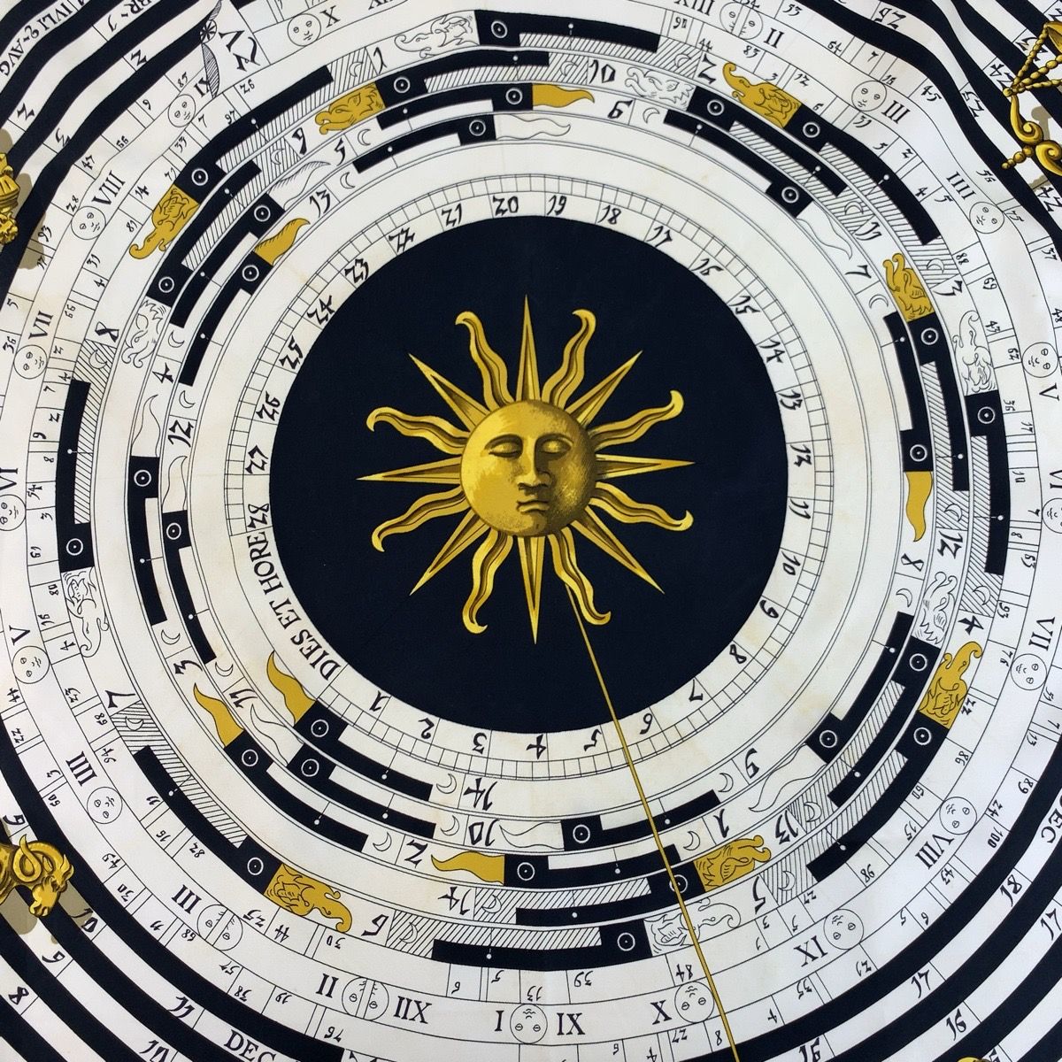 Hermes Dies ET Hore Carre 90 Black Multicolor Silk Scarf — view 4