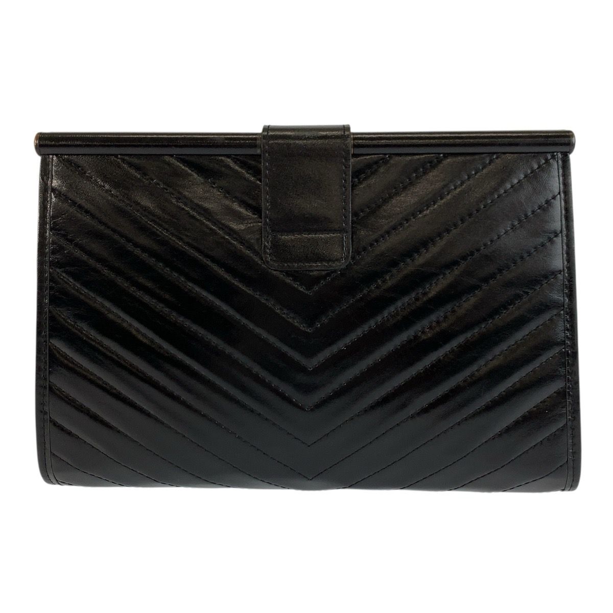 Saint Laurent Yves Vintage YSL Black Leather Clutch — view 2
