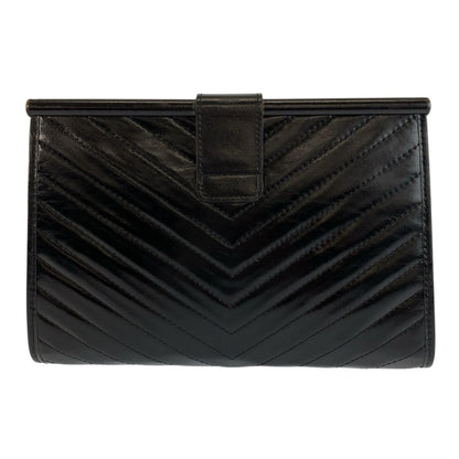 Saint Laurent Yves Vintage YSL Black Leather Clutch — view 2
