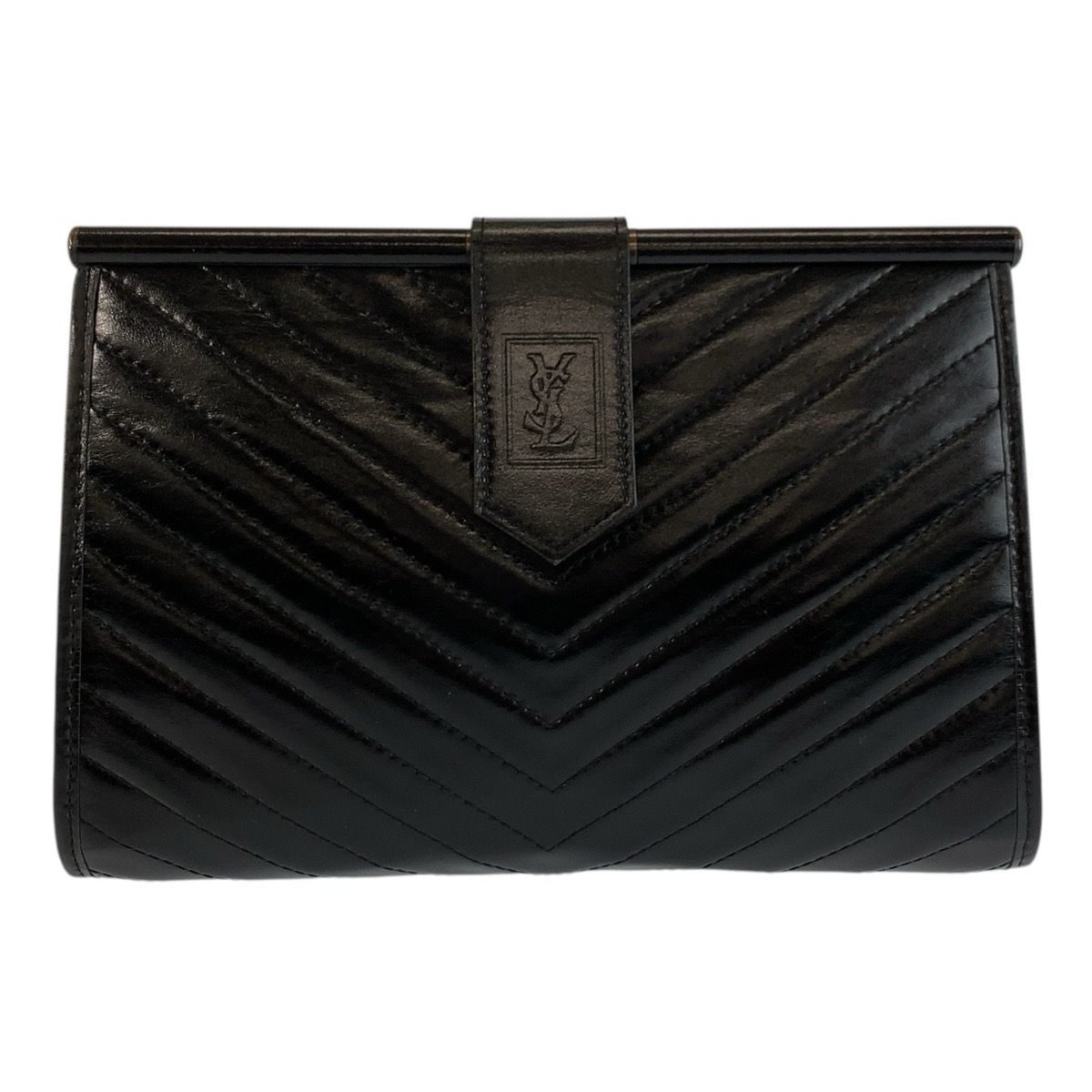 Saint Laurent Yves Vintage YSL Black Leather Clutch