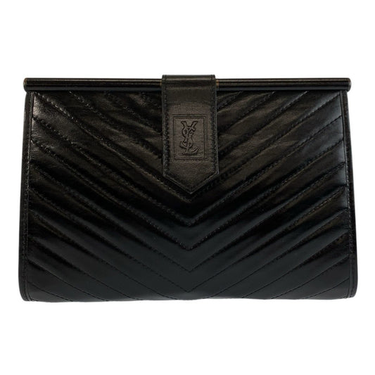Saint Laurent Yves Vintage YSL Black Leather Clutch