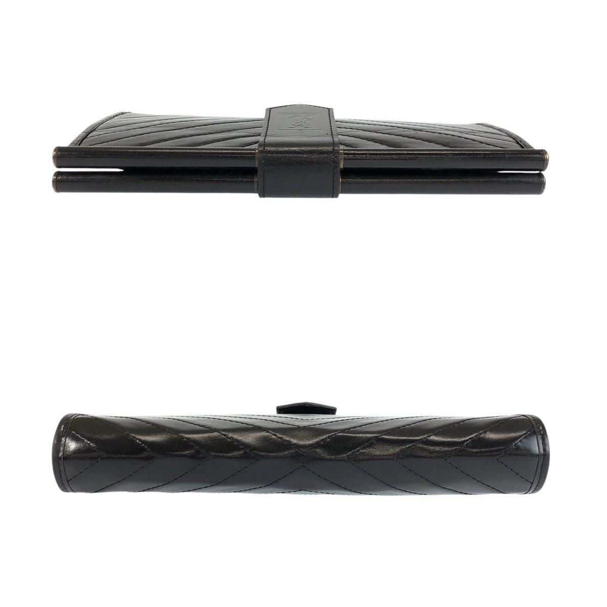 Saint Laurent Yves Vintage YSL Black Leather Clutch — view 9