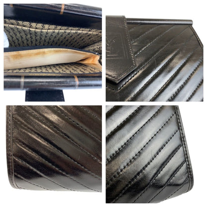 Saint Laurent Yves Vintage YSL Black Leather Clutch — view 5