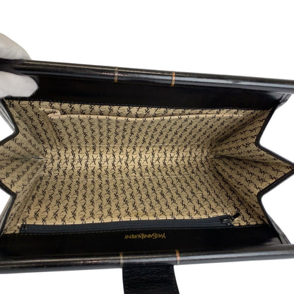 Saint Laurent Yves Vintage YSL Black Leather Clutch — view 7