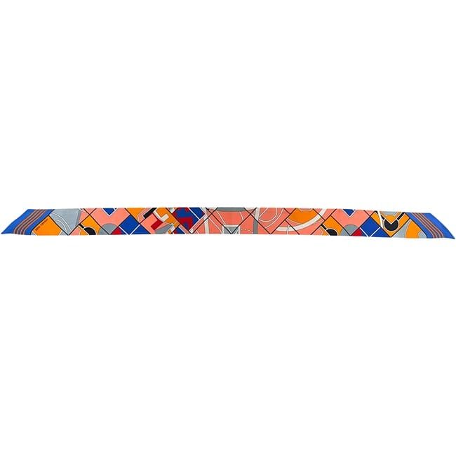 Hermes Ribbon Scarf Twilly Pink Blue Cleaned — view 2