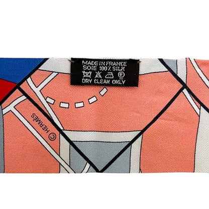 Hermes Ribbon Scarf Twilly Pink Blue Cleaned — view 4