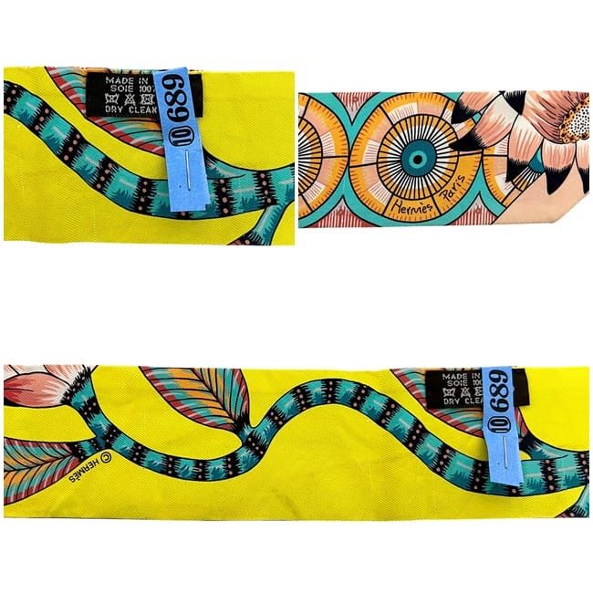 Hermes Ribbon Scarf Twill Yellow Green — view 4