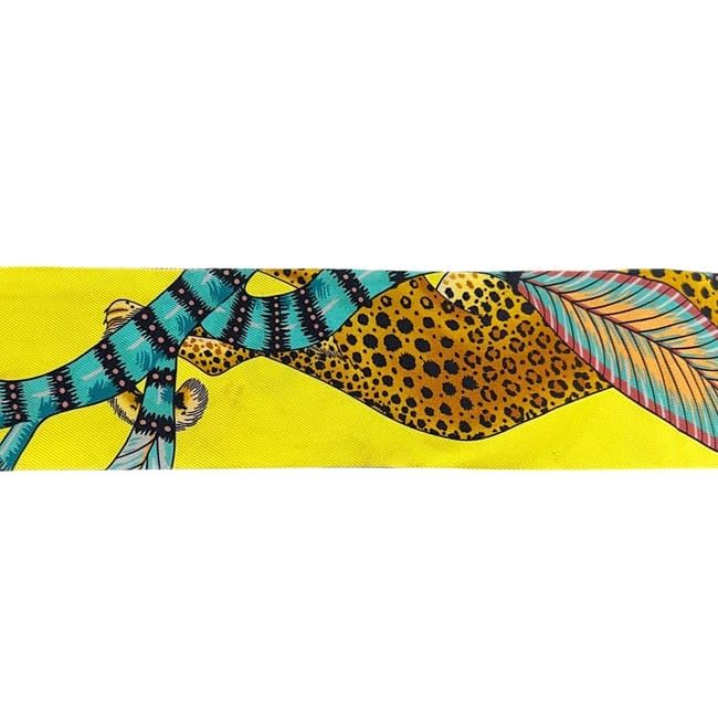 Hermes Ribbon Scarf Twill Yellow Green — view 7