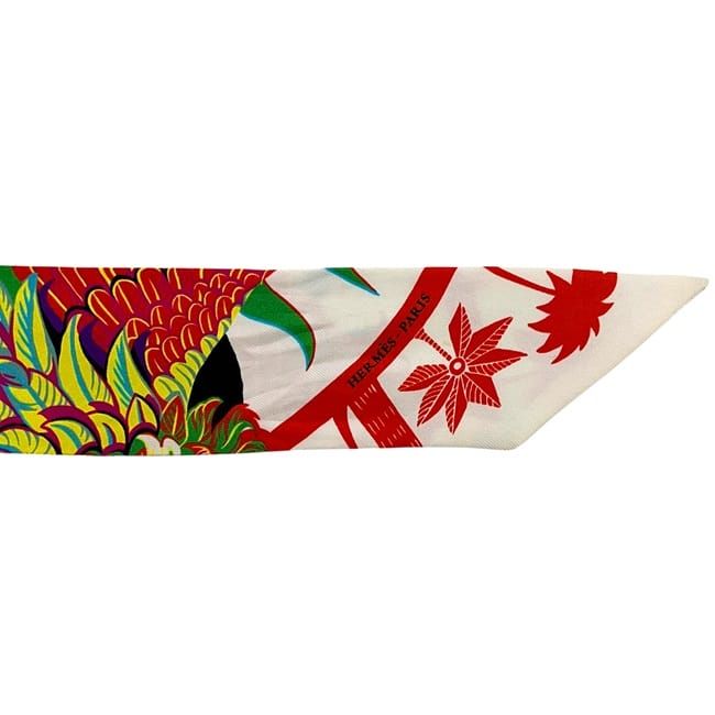Hermes Ribbon Scarf Twill Multicolor White Phoenix Myth — view 7