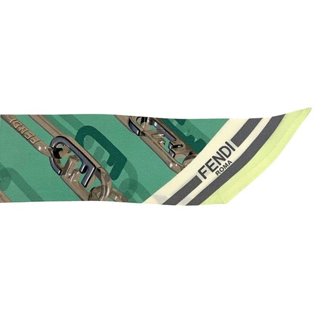 Fendi Ribbon Scarf Wrap Green Cleaned — view 4
