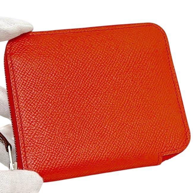 Hermes Coin Case Azap Compact Silk in Red Rose Texas — view 9