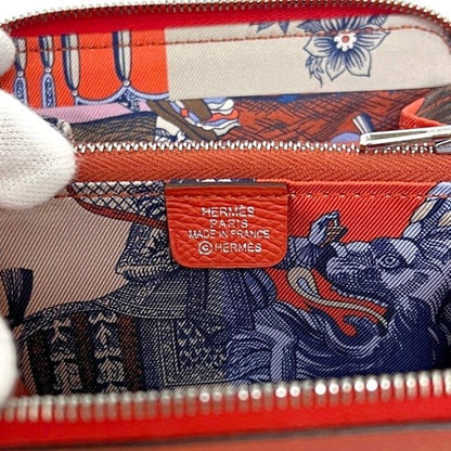 Hermes Coin Case Azap Compact Silk in Red Rose Texas — view 4