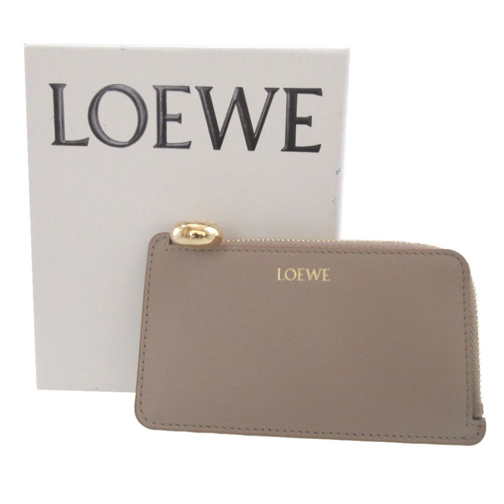 Loewe Pebble Leather Beige Coin Case Card Fragment — view 2