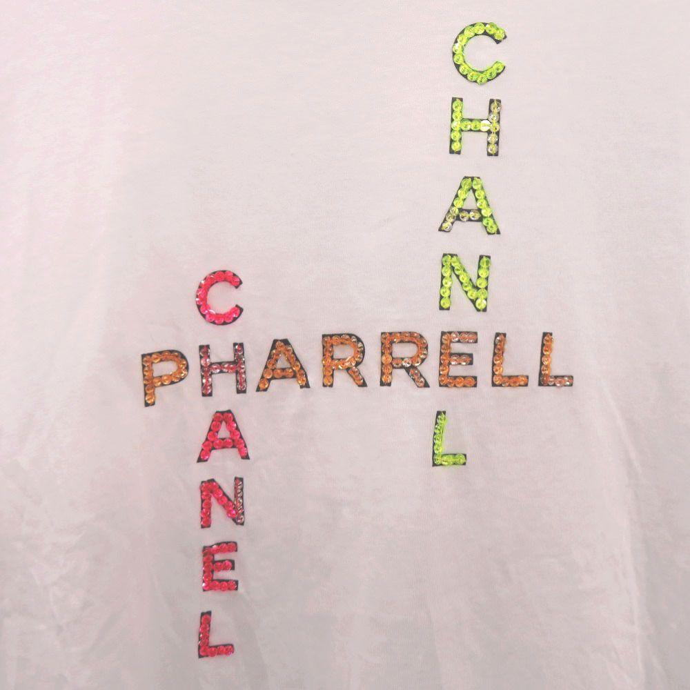 Chanel Pharrell Williams Beads Logo Short Sleeve T-Shirt Cotton White Pink — view 5