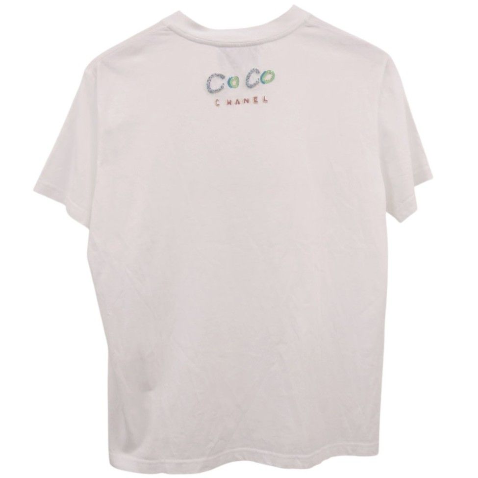 Chanel Pharrell Williams Beads Logo Short Sleeve T-Shirt Cotton White Pink — view 2