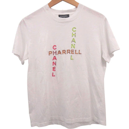 Chanel Pharrell Williams Beads Logo Short Sleeve T-Shirt Cotton White Pink