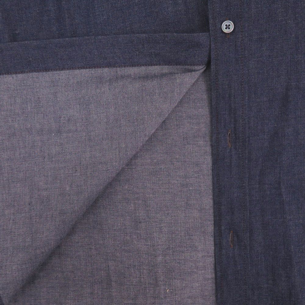 Hermes Indigo Denim Shirt 37 Gunmetal Cotton Navy Long Sleeve — view 7