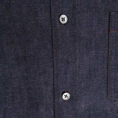 Hermes Indigo Denim Shirt 37 Gunmetal Cotton Navy Long Sleeve — view 6