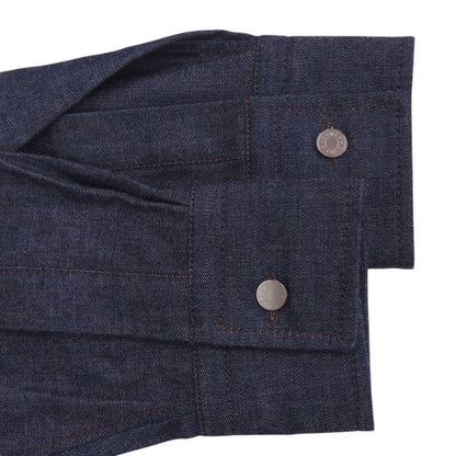 Hermes Indigo Denim Shirt 37 Gunmetal Cotton Navy Long Sleeve — view 5