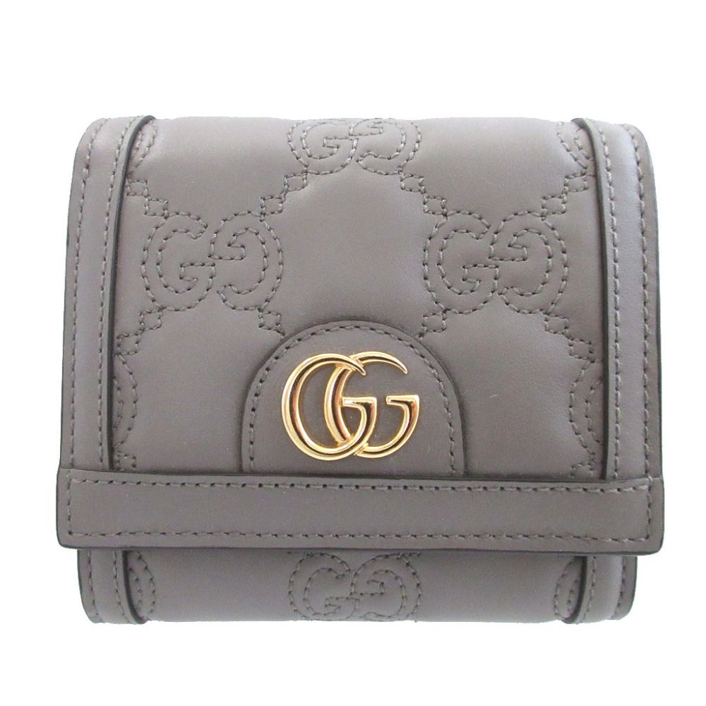 Gucci GG Matelasse Leather Gray Bifold Wallet