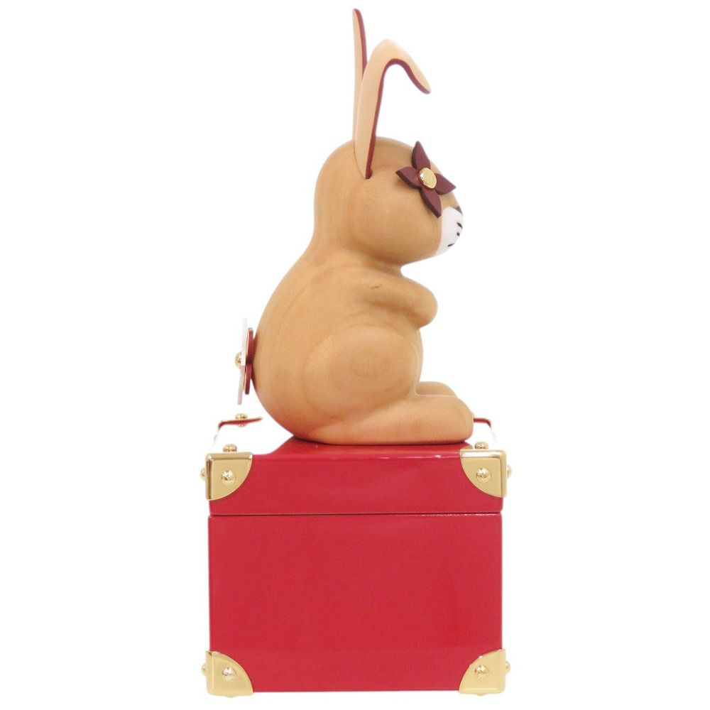 Louis Vuitton Rabbit Box Zodiac Wood Lacquer Leather Brown Red Case — view 5