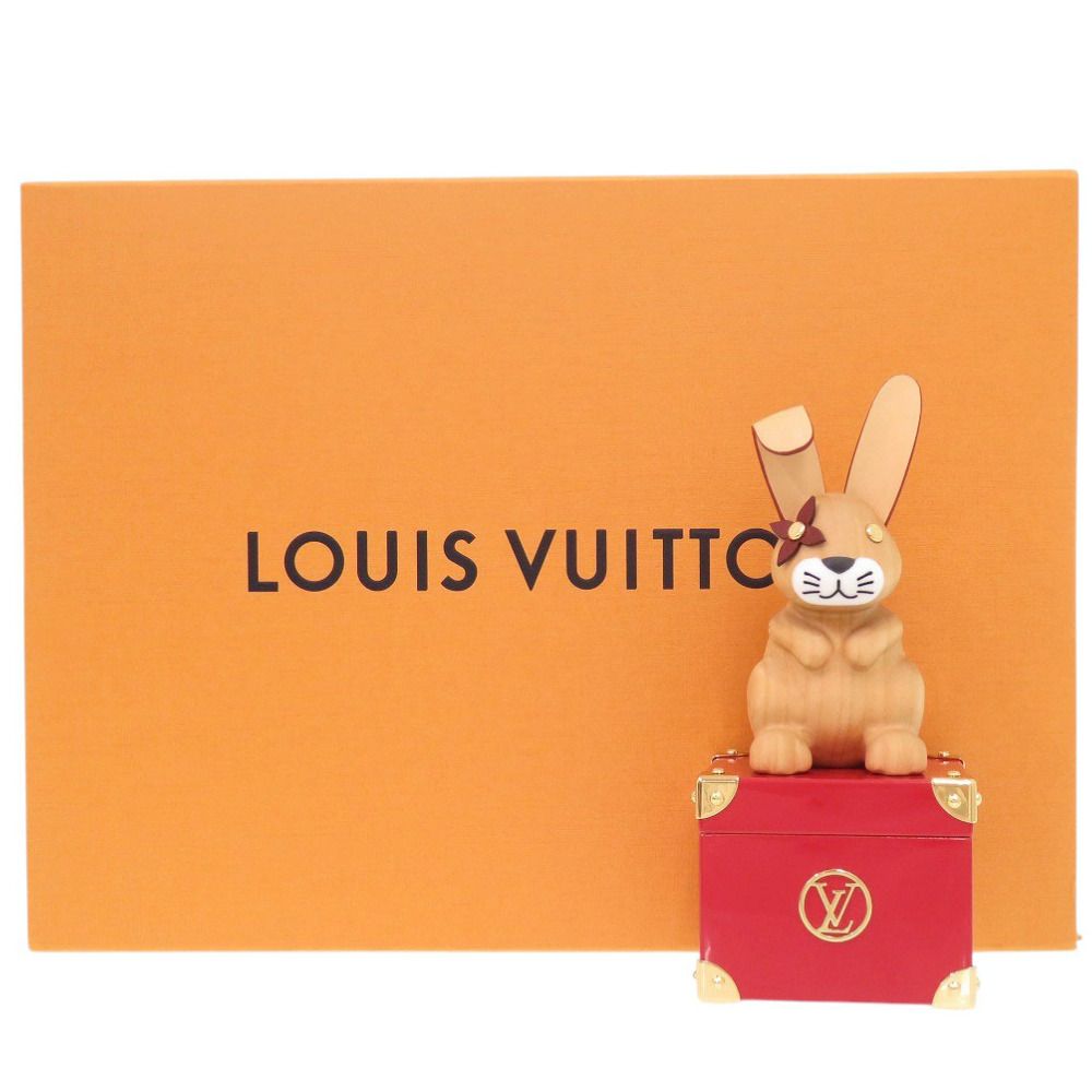 Louis Vuitton Rabbit Box Zodiac Wood Lacquer Leather Brown Red Case — view 2