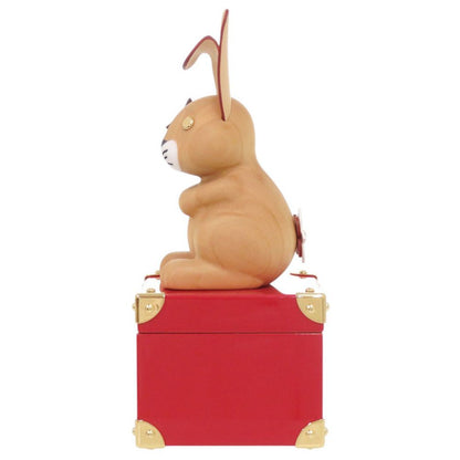 Louis Vuitton Rabbit Box Zodiac Wood Lacquer Leather Brown Red Case — view 4