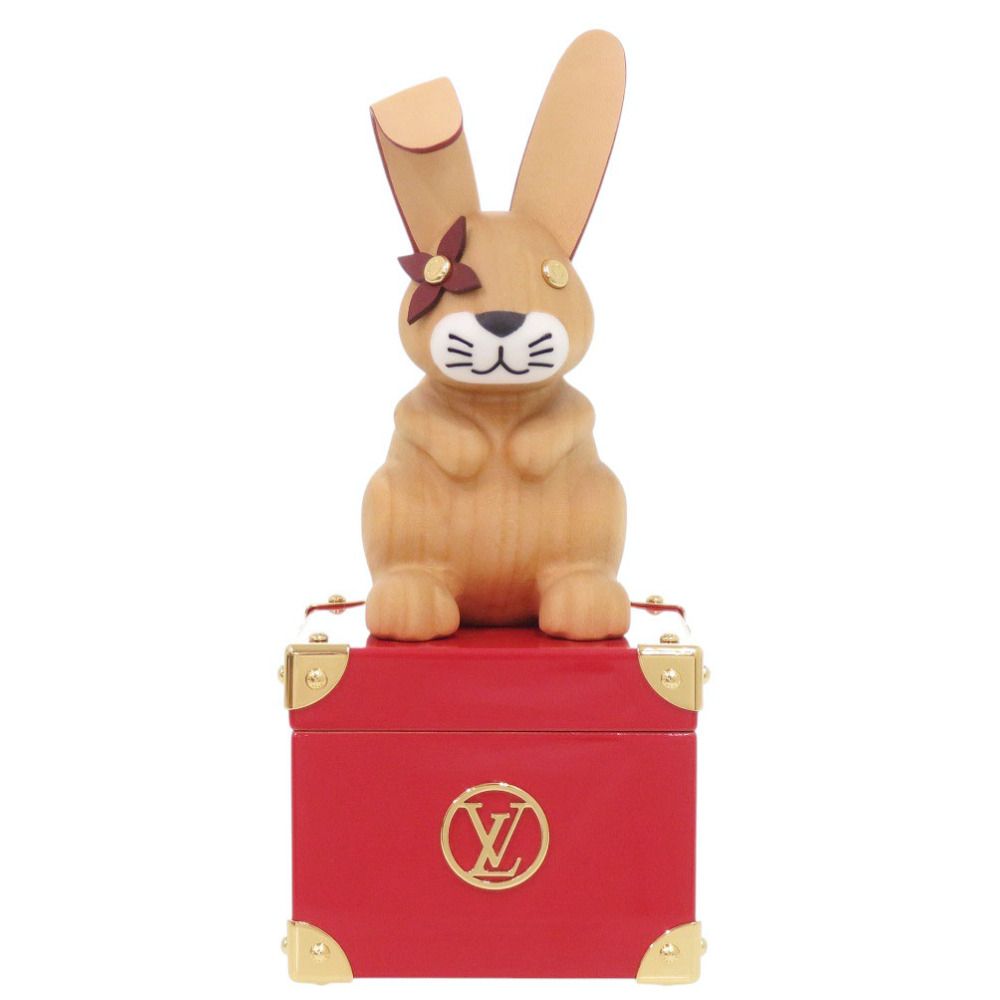 Louis Vuitton Rabbit Box Zodiac Wood Lacquer Leather Brown Red Case