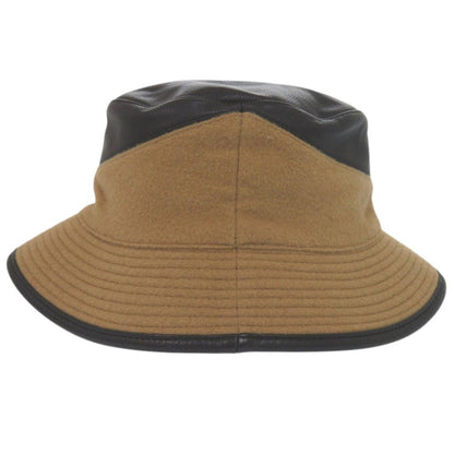 Hermes Bucket Hat Ribbon 58 Cashmere Leather Acetate Brown Black Hat — view 4