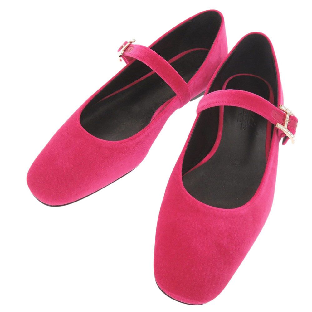 Hermes Jane 35.5 Velour Fuchsia Ballet Shoes