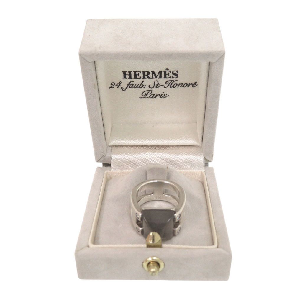 Hermes Vintage Medallion 49 925 Sterling Silver Moonstone Ring — view 2