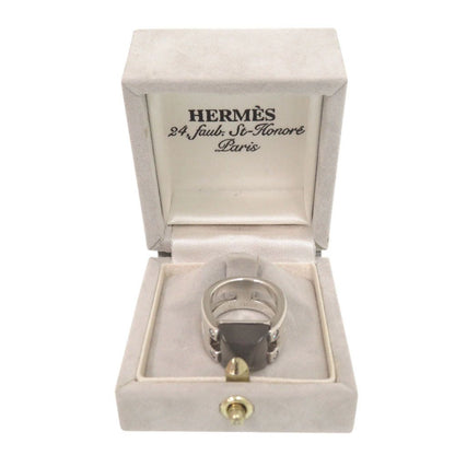 Hermes Vintage Medallion 49 925 Sterling Silver Moonstone Ring — view 2
