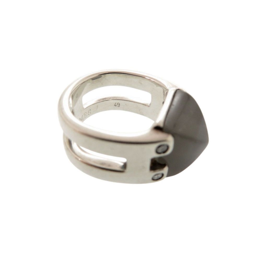 Hermes Vintage Medallion 49 925 Sterling Silver Moonstone Ring — view 7