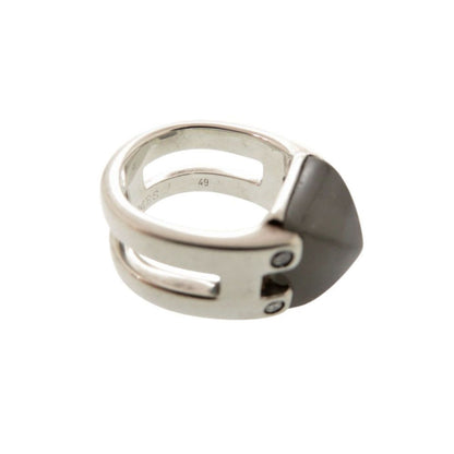 Hermes Vintage Medallion 49 925 Sterling Silver Moonstone Ring — view 7
