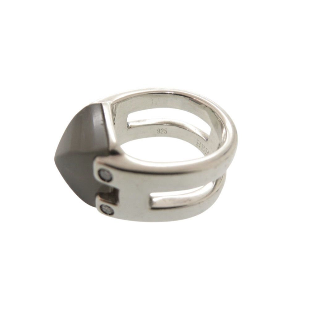 Hermes Vintage Medallion 49 925 Sterling Silver Moonstone Ring — view 8