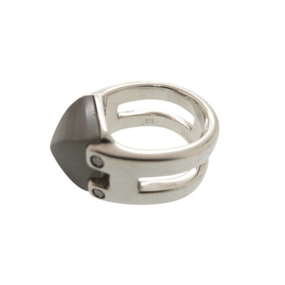 Hermes Vintage Medallion 49 925 Sterling Silver Moonstone Ring — view 8